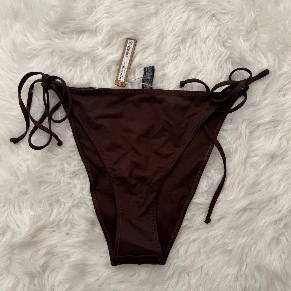 Skims Swim Low Rise Tie Bikini Bottom Cocoa Size 2X